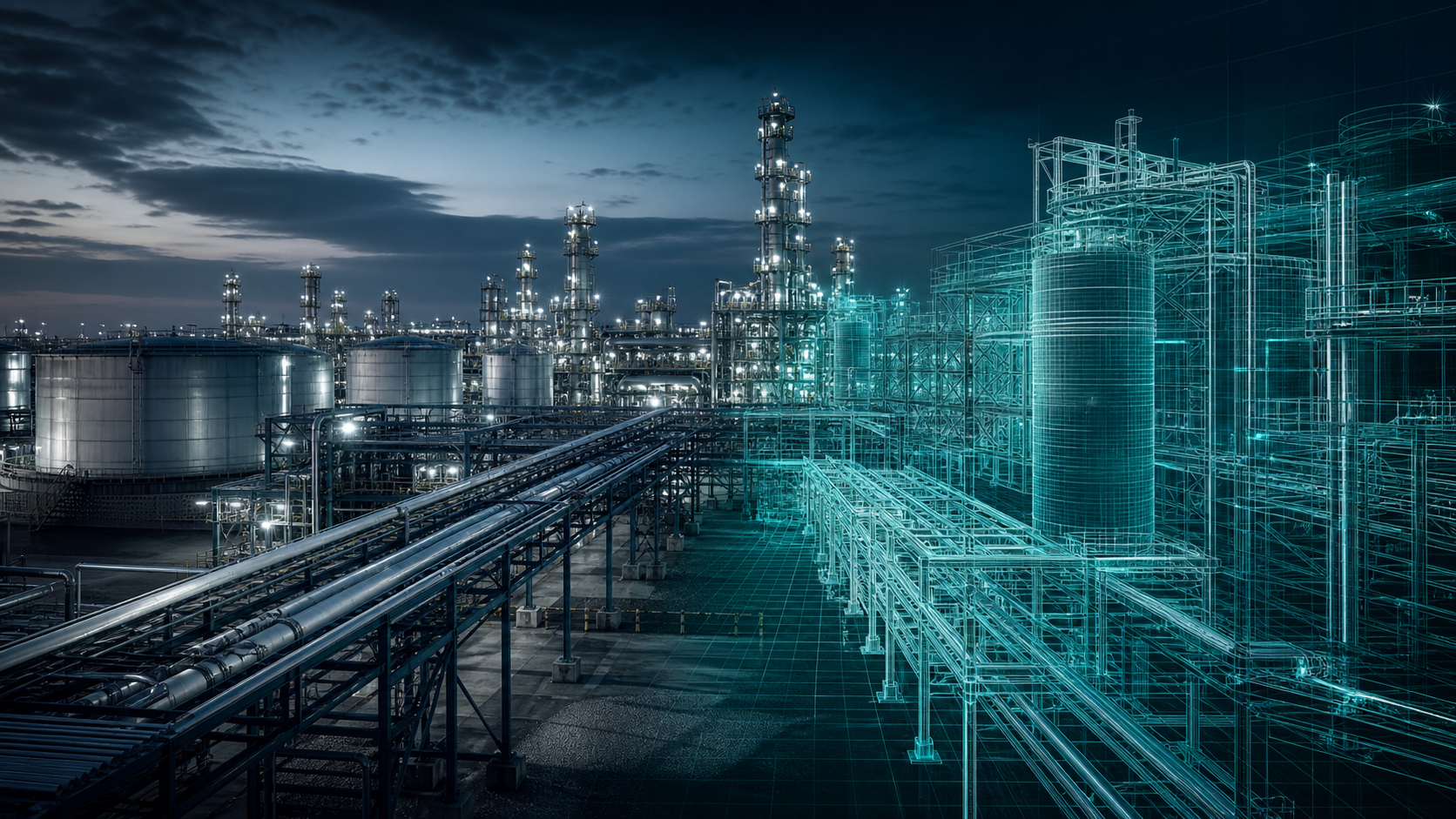 Conceptual industrial asset transitioning into a coordinated BIM digital twin