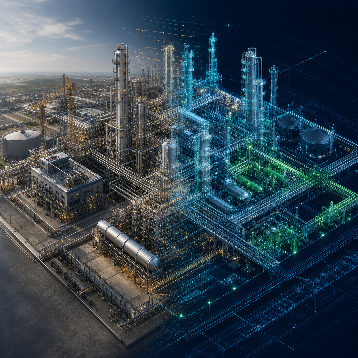 Oil and petrochemical processing plant transitioning from a physical asset into its federated BIM digital twin