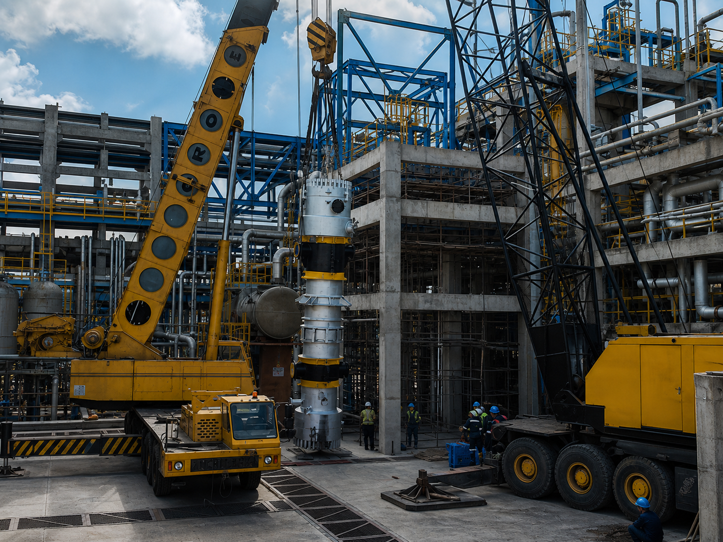 Industrial process-equipment lifting and installation operation